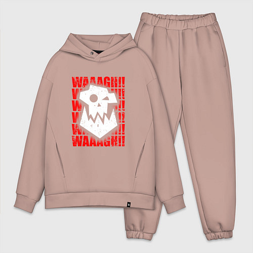 Мужской костюм оверсайз Waaagh warhammer - белый / Пыльно-розовый – фото 1