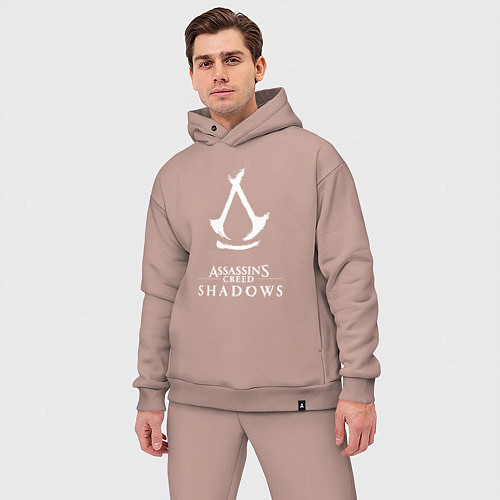 Мужской костюм оверсайз Assassins creed - shadows white / Пыльно-розовый – фото 3