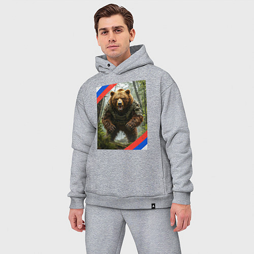 Мужской костюм оверсайз Потревожили медведя / Меланж – фото 3