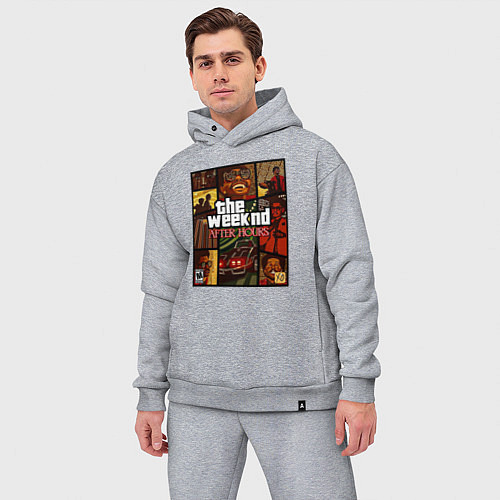 Мужской костюм оверсайз The weeknd постер гта / Меланж – фото 3
