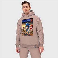 Мужской костюм оверсайз Sonic and his team - movie, цвет: пыльно-розовый — фото 2