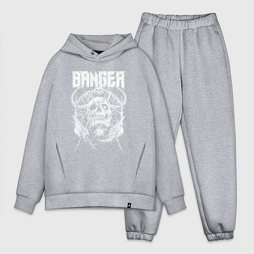 Мужской костюм оверсайз Banger - horned skull / Меланж – фото 1