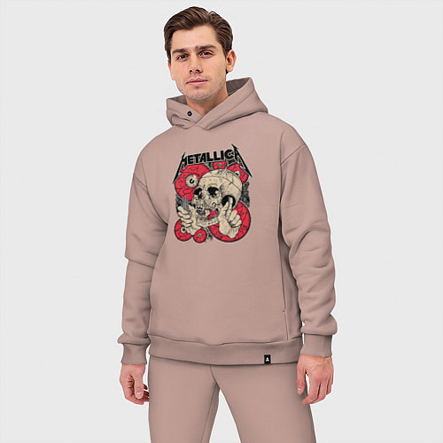 Мужской костюм оверсайз Металлика дизайн / Пыльно-розовый – фото 3