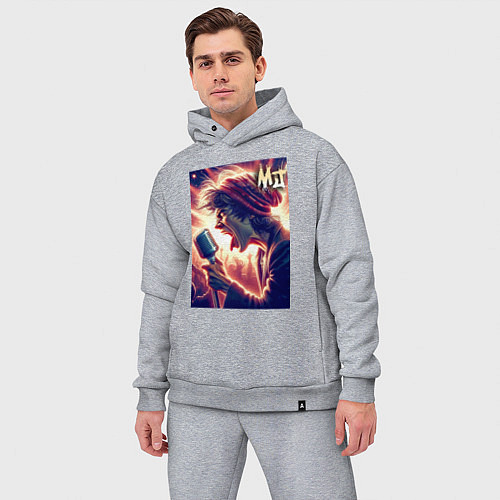 Мужской костюм оверсайз Mick Jagger is vocalist of the Rolling Stones / Меланж – фото 3