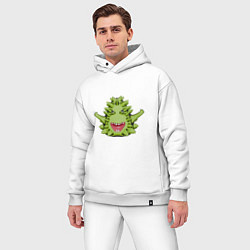 Мужской костюм оверсайз Cartoon monster with spikes green, цвет: белый — фото 2