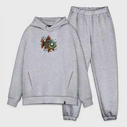 Мужской костюм оверсайз Забавная карикатурная рыба, цвет: меланж