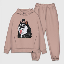 Мужской костюм оверсайз NFT Doge - Kiss, цвет: пыльно-розовый