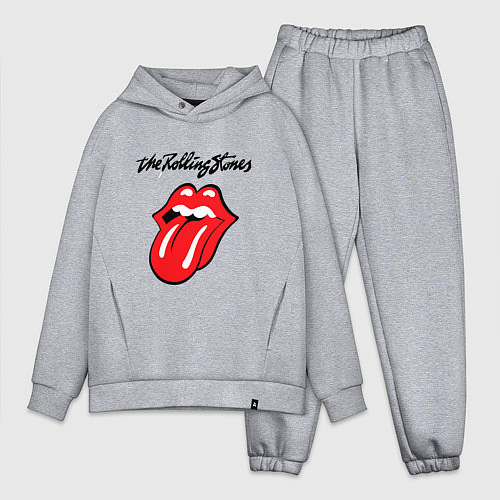 Мужской костюм оверсайз Rolling Stones - logo / Меланж – фото 1