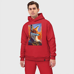 Мужской костюм оверсайз Fox fashionista - ai art fantasy, цвет: красный — фото 2