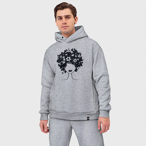 Мужской костюм оверсайз Цветочная девушка / Меланж – фото 3