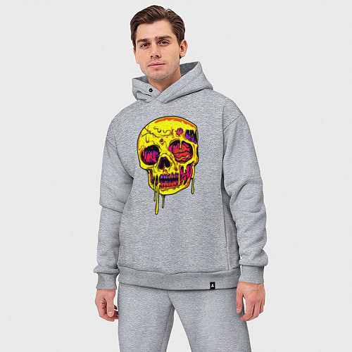 Мужской костюм оверсайз Желтый растекшийся череп / Меланж – фото 3