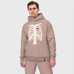 Мужской костюм оверсайз Сердце в скелете, цвет: пыльно-розовый — фото 2