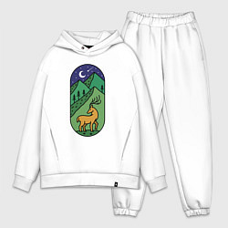 Мужской костюм оверсайз Олень и горы, цвет: белый