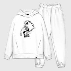 Мужской костюм оверсайз Skeleton guitarist - punks not dead motto, цвет: белый