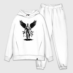 Мужской костюм оверсайз Крылатый мастер с инструментами, цвет: белый