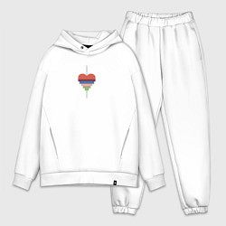 Мужской костюм оверсайз Весеннее полосатое сердце, цвет: белый