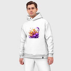 Мужской костюм оверсайз Рыбка клоун среди водорослей, цвет: белый — фото 2