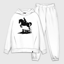 Мужской костюм оверсайз Скакун через барьер, цвет: белый