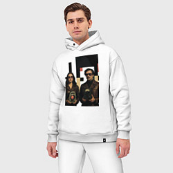 Мужской костюм оверсайз Мужчина и женщина с гаджетами поп-арт ретро-футури, цвет: белый — фото 2