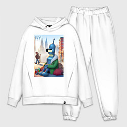 Мужской костюм оверсайз Робот-сгибальщик Бендер Нью-Йоркский бомж, цвет: белый