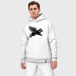 Мужской костюм оверсайз Летящий енот с крыльями, цвет: белый — фото 2