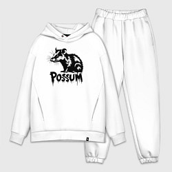 Мужской костюм оверсайз Опоссум в стиле граффити, цвет: белый