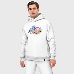 Мужской костюм оверсайз Голубь с бабл ти, цвет: белый — фото 2