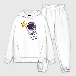 Мужской костюм оверсайз Звёздный космонавтик, цвет: белый