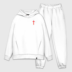 Мужской костюм оверсайз Крест красный, цвет: белый