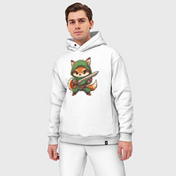 Мужской костюм оверсайз Лисёнок с мечом, цвет: белый — фото 2