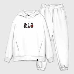 Мужской костюм оверсайз Матрёшка и медведь, цвет: белый