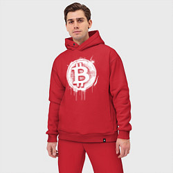 Мужской костюм оверсайз Биткоин в стиле Бэнкси, цвет: красный — фото 2
