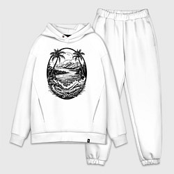 Мужской костюм оверсайз Тропический оазис, цвет: белый