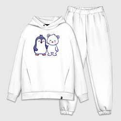 Мужской костюм оверсайз Пингвин и белый медведь, цвет: белый