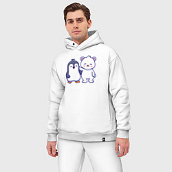 Мужской костюм оверсайз Пингвин и белый медведь, цвет: белый — фото 2