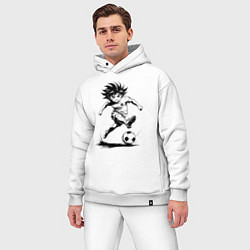 Мужской костюм оверсайз Футбольная атака аниме, цвет: белый — фото 2