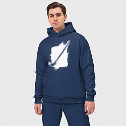 Мужской костюм оверсайз Хоккейная клюшка в квадрате, цвет: тёмно-синий — фото 2