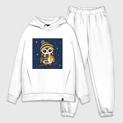 Мужской костюм оверсайз Сова в шапке и шарфе с фонарём