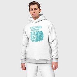 Мужской костюм оверсайз С новым годом 2026 - лошадь, цвет: белый — фото 2