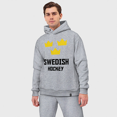 Мужской костюм оверсайз Swedish Hockey / Меланж – фото 3