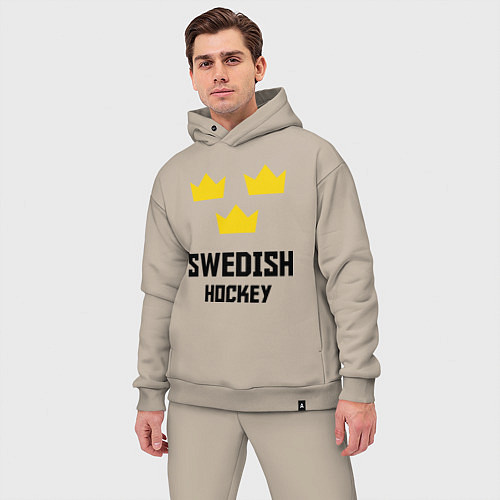 Мужской костюм оверсайз Swedish Hockey / Миндальный – фото 3