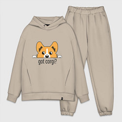 Мужской костюм оверсайз Got Corgi, цвет: миндальный