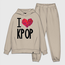 Мужской костюм оверсайз I love kpop, цвет: миндальный