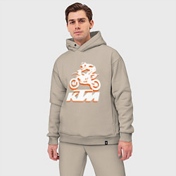 Мужской костюм оверсайз KTM белый, цвет: миндальный — фото 2