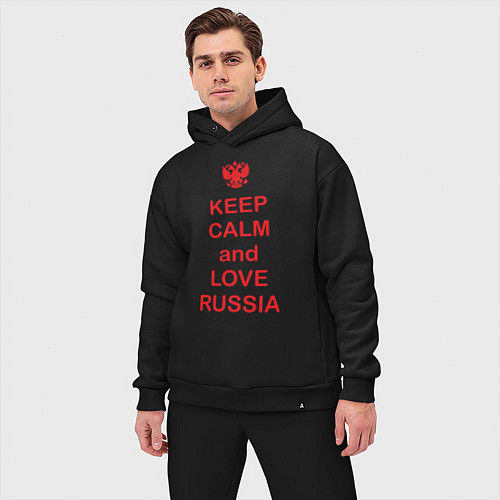 Мужской костюм оверсайз Keep Calm & Love Russia / Черный – фото 3