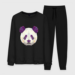 Костюм хлопковый мужской Полигональная панда, цвет: черный