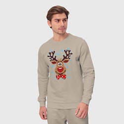 Костюм хлопковый мужской Рождественский олень, цвет: миндальный — фото 2