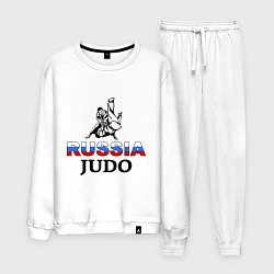 Костюм хлопковый мужской Russia judo, цвет: белый