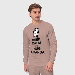 Костюм хлопковый мужской Keep Calm & Hug A Panda, цвет: пыльно-розовый — фото 2