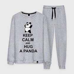 Костюм хлопковый мужской Keep Calm & Hug A Panda, цвет: меланж